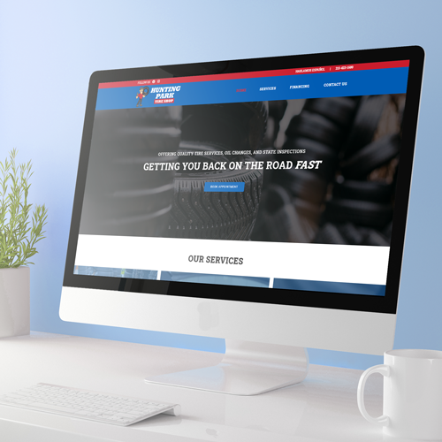 HP_Website_Design Computer showing tire shop website